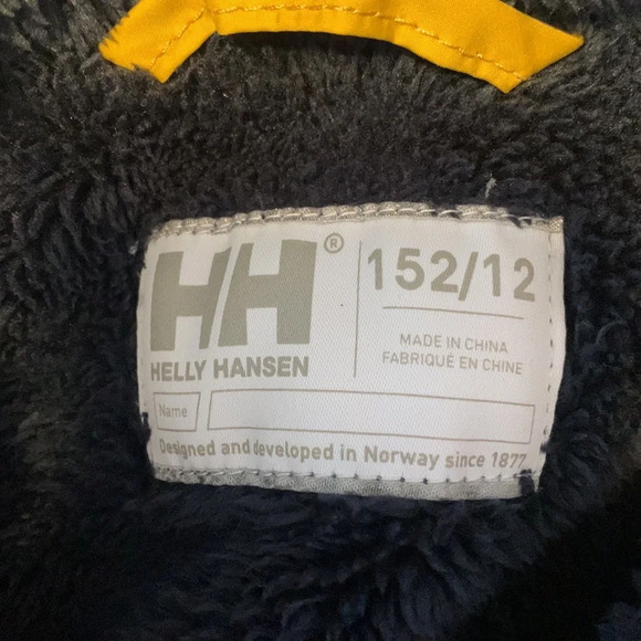 HELLY HANSEN size 12 kids mustard yellow navy blue Colorblock CHAMP pullover - Picture 4 of 5